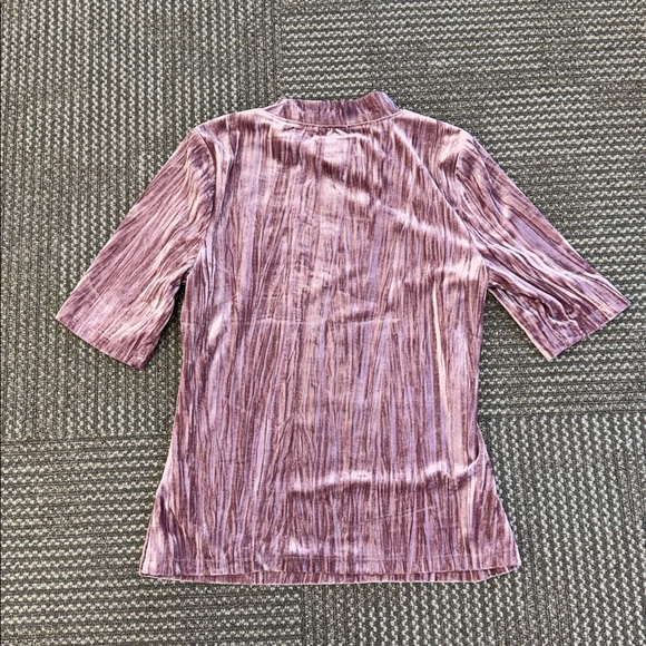 Anthropologie Pilcro Velveteen Mock Neck Pink Shortsleeve Top, size M - Picture 7 of 7